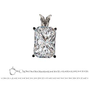 Radiant Mined Diamond Pendant 14K White 1.33 Ct H Vs2 Enhanced C52200018
